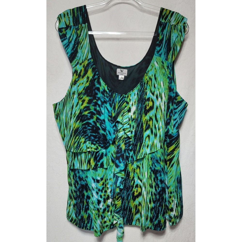 Worthington Women's Sleeveless Tank Top Blouse Size 3X, Multicolor Print